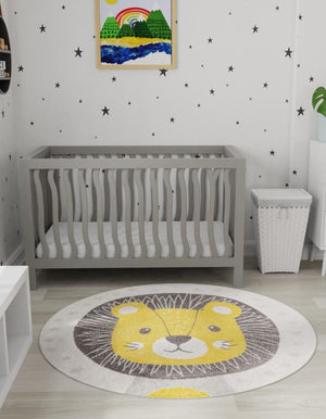 Ivory 5' 3 x 5' 3 Whimsy Kids Round Rug
