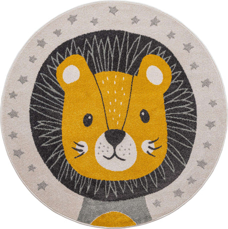 Ivory 5' 3 x 5' 3 Whimsy Kids Round Rug