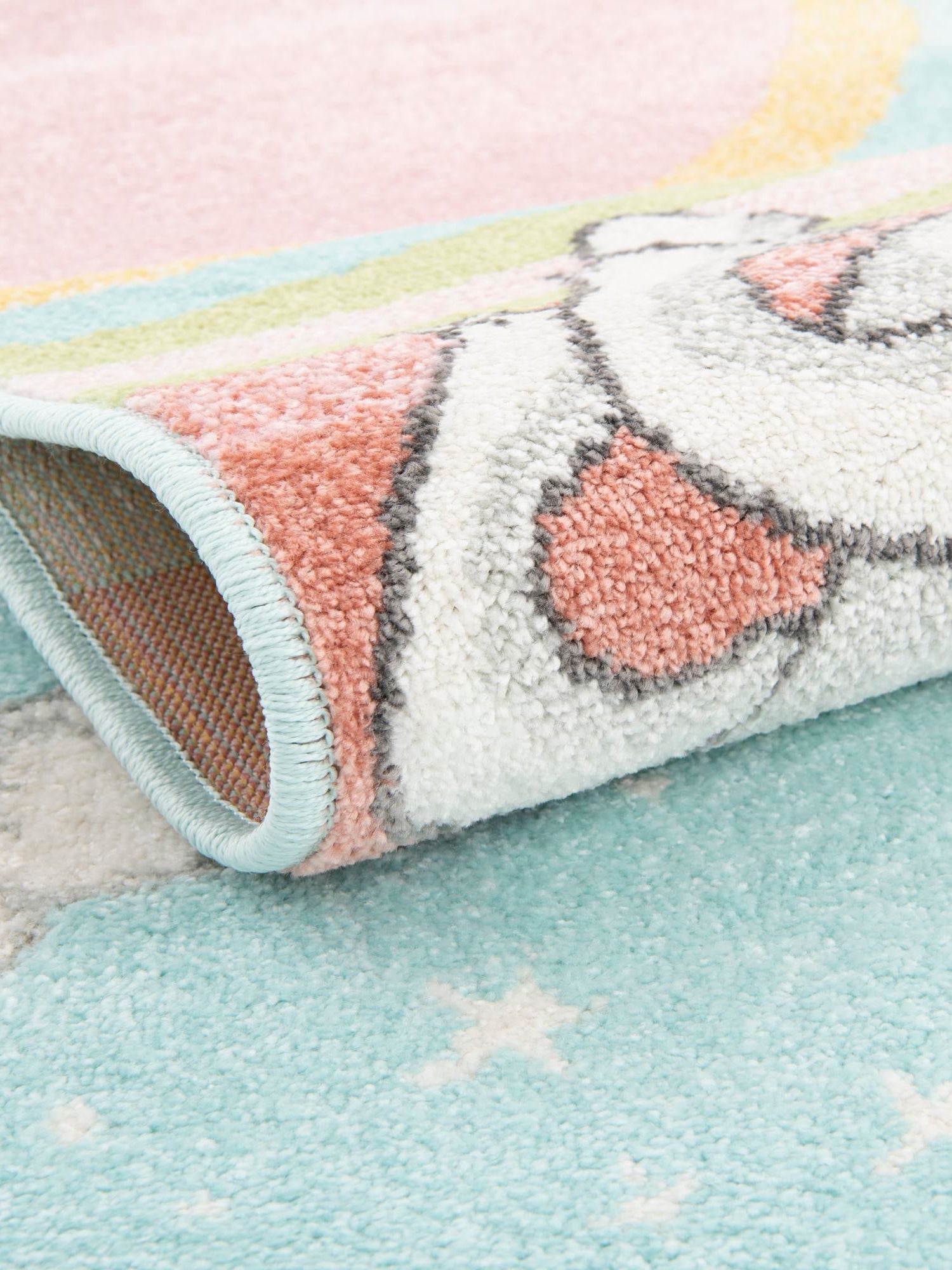 Multicolor 3' 11 x 5' 11 Whimsy Kids Rectangle Area Rug for Baby Nursery, Toddler Playroom, Bedrooms