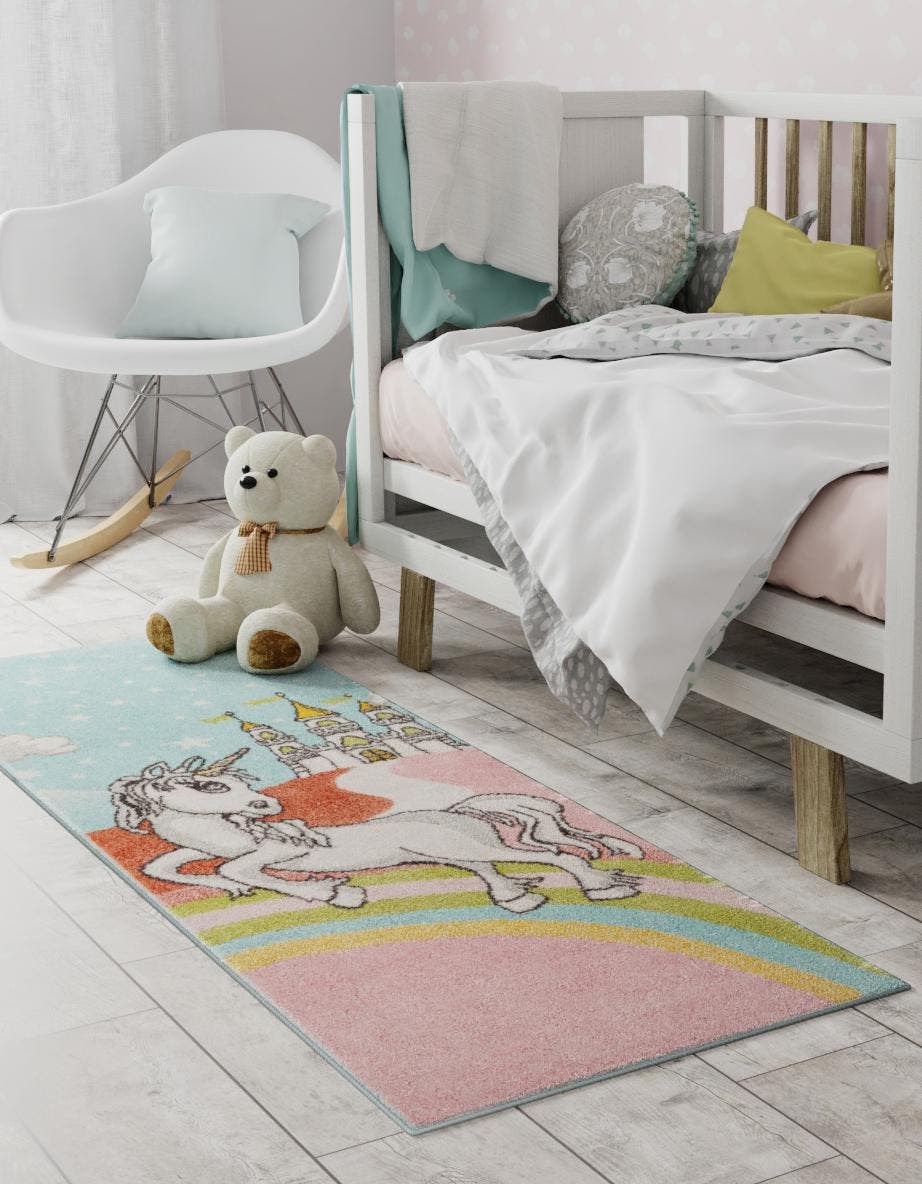 Multicolor 2' 2 x 6' Whimsy Kids Runner Area Rug for Baby Nursery, Toddler Playroom,  Bedrooms Playful Fun Design Easy Clean Carpet for Sale at Rug Engine