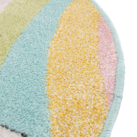 Multicolor 5' 3 x 5' 3 Whimsy Kids Round Area Rug for Baby Nursery, Toddler Playroom,  Bedrooms Playful Fun Design Easy Clean Carpet for Sale at Rug Engine