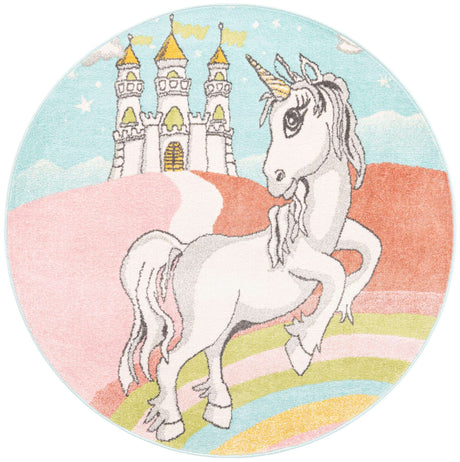 Multicolor 5' 3 x 5' 3 Whimsy Kids Round Rug