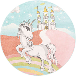 Multicolor 8' x 8' Whimsy Kids Round Rug