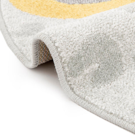 Gray 7' 10 x 7' 10 Whimsy Kids Round Area Rug for Baby Nursery, Toddler Playroom,  Bedrooms Playful Fun Design Easy Clean Carpet for Sale at Rug Engine