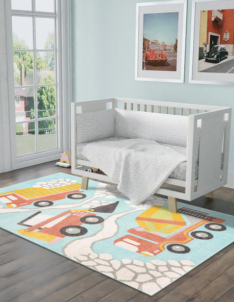 Teal 2' 2 x 3' Whimsy Kids Rectangle Rug