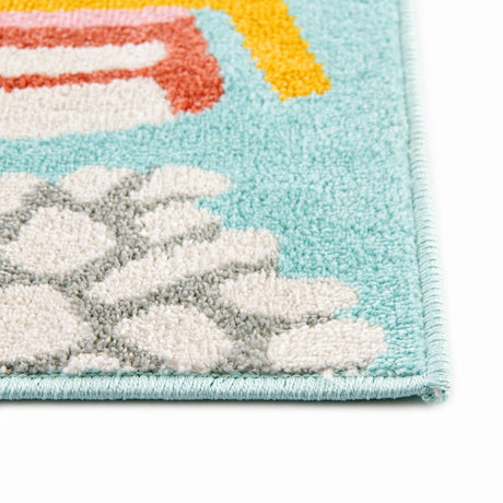 Teal 2' 2 x 2' 11 Whimsy Kids Rectangle Area Rug for Baby Nursery, Toddler Playroom,  Bedrooms Playful Fun Design Easy Clean Carpet for Sale at Rug Engine