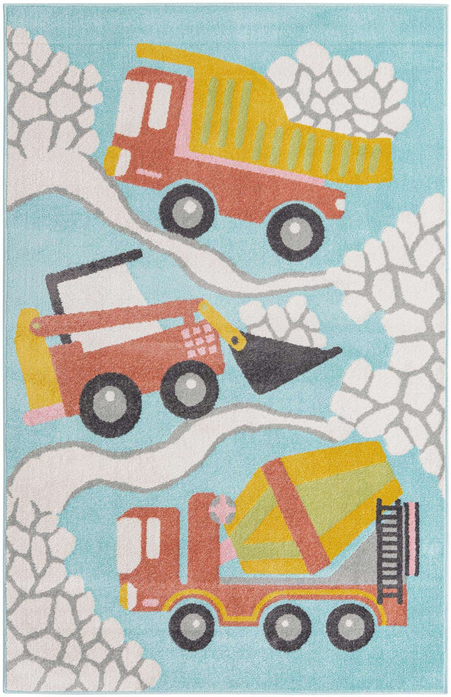 Teal 5' 3 x 8' Whimsy Kids Rectangle Rug
