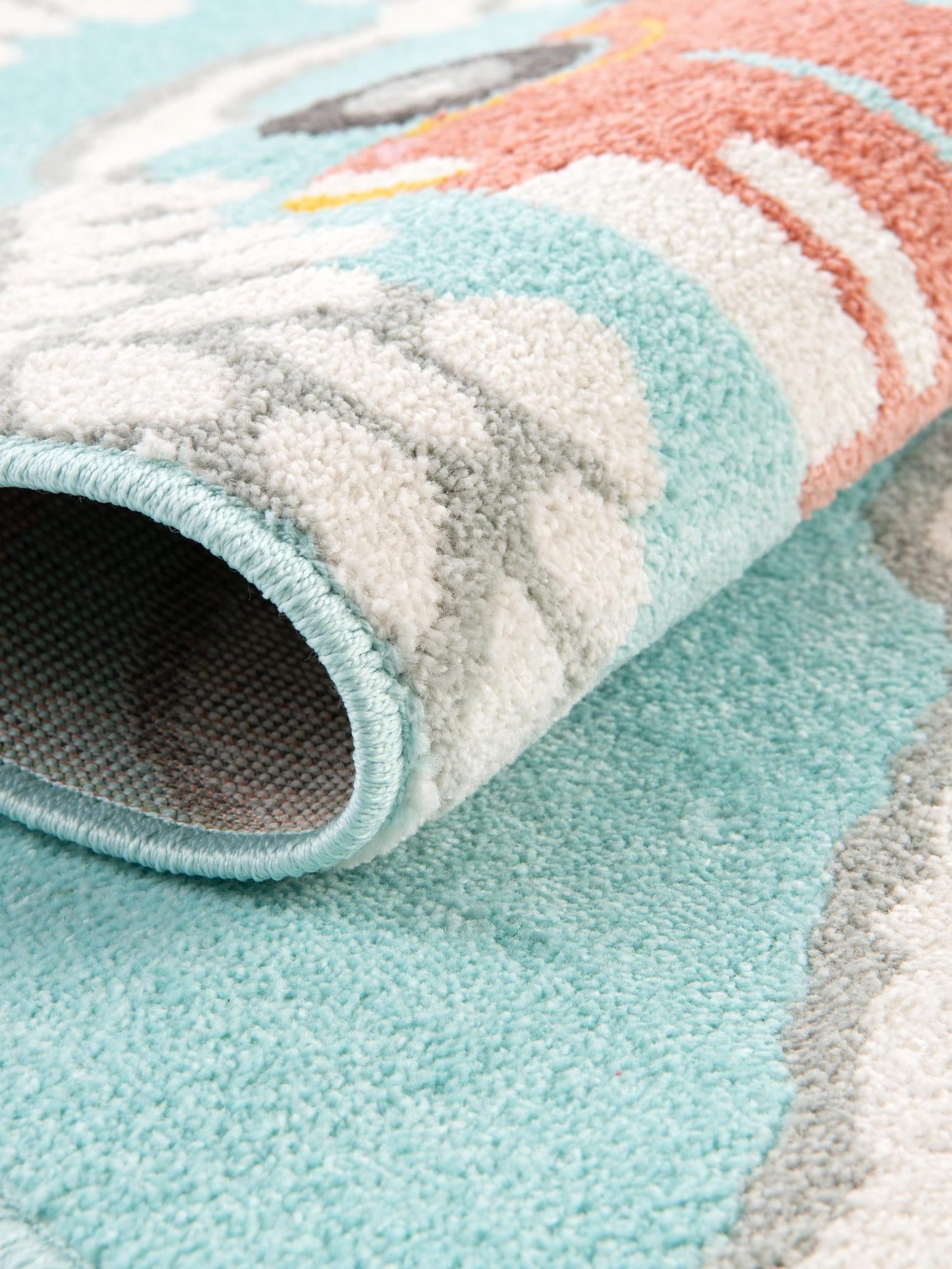 Teal 2' 2 x 3' 11 Whimsy Kids Runner Area Rug for Baby Nursery, Toddler Playroom, Bedrooms