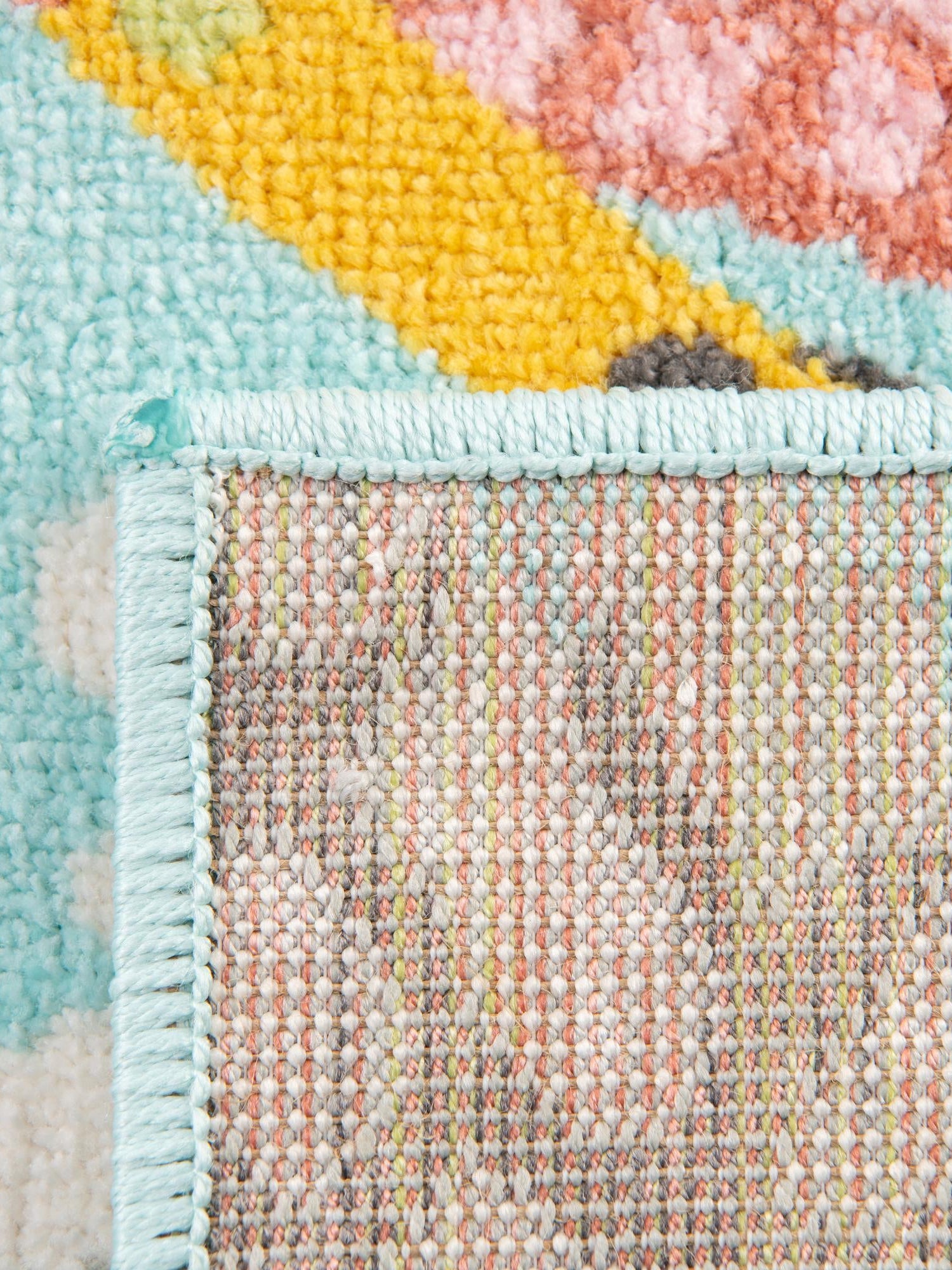 Teal 2' 2 x 3' 11 Whimsy Kids Runner Area Rug for Baby Nursery, Toddler Playroom, Bedrooms