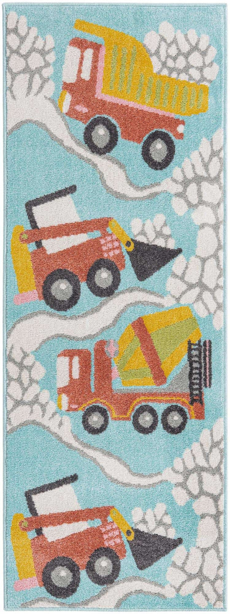 Teal 2' 2 x 6' Whimsy Kids Runner Rug