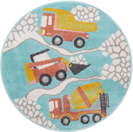 Teal 3' 3 x 3' 3 Whimsy Kids Round Rug