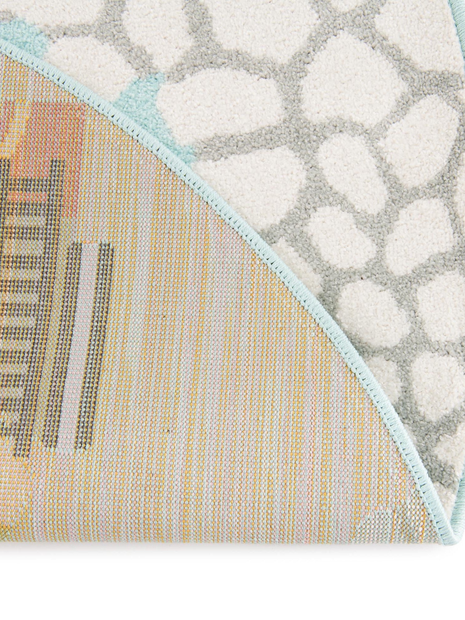 Teal 3' 3 x 3' 3 Whimsy Kids Round Area Rug for Baby Nursery, Toddler Playroom, Bedrooms