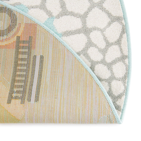 Teal 7' 10 x 7' 10 Whimsy Kids Round Area Rug for Baby Nursery, Toddler Playroom,  Bedrooms Playful Fun Design Easy Clean Carpet for Sale at Rug Engine