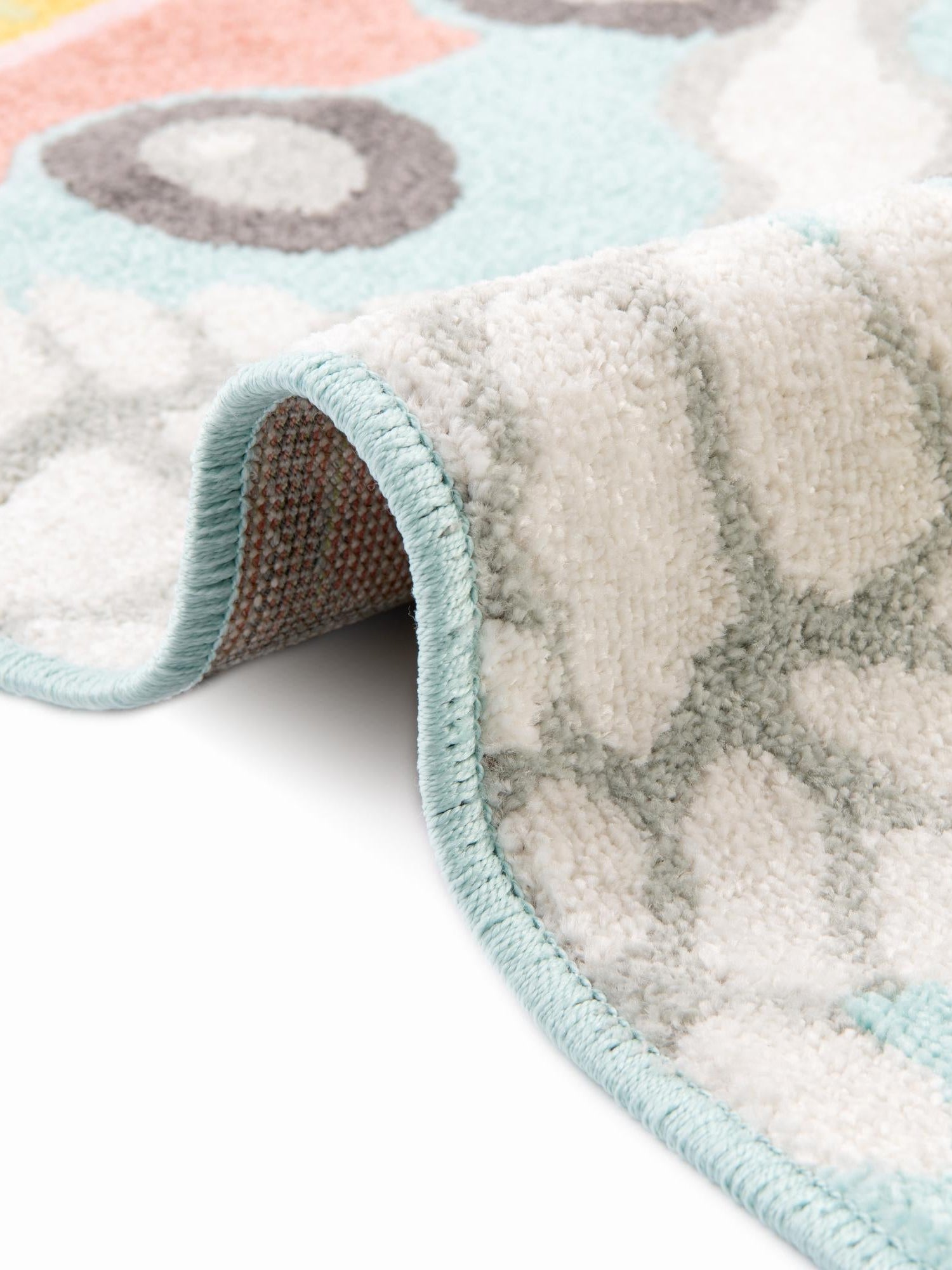 Teal 7' 10 x 7' 10 Whimsy Kids Round Area Rug for Baby Nursery, Toddler Playroom, Bedrooms