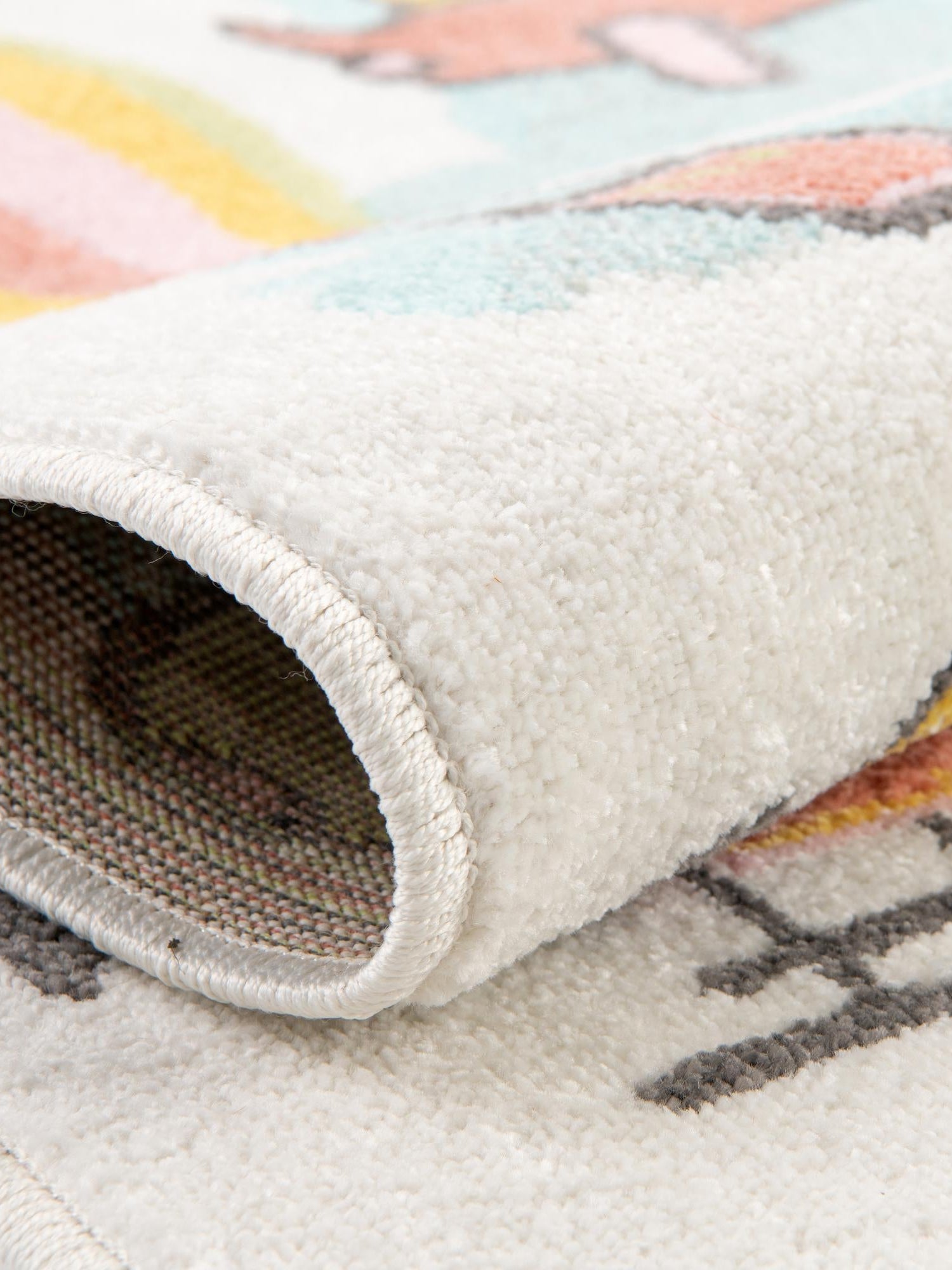 Multicolor 7' 10 x 10' Whimsy Kids Rectangle Area Rug for Baby Nursery, Toddler Playroom, Bedrooms