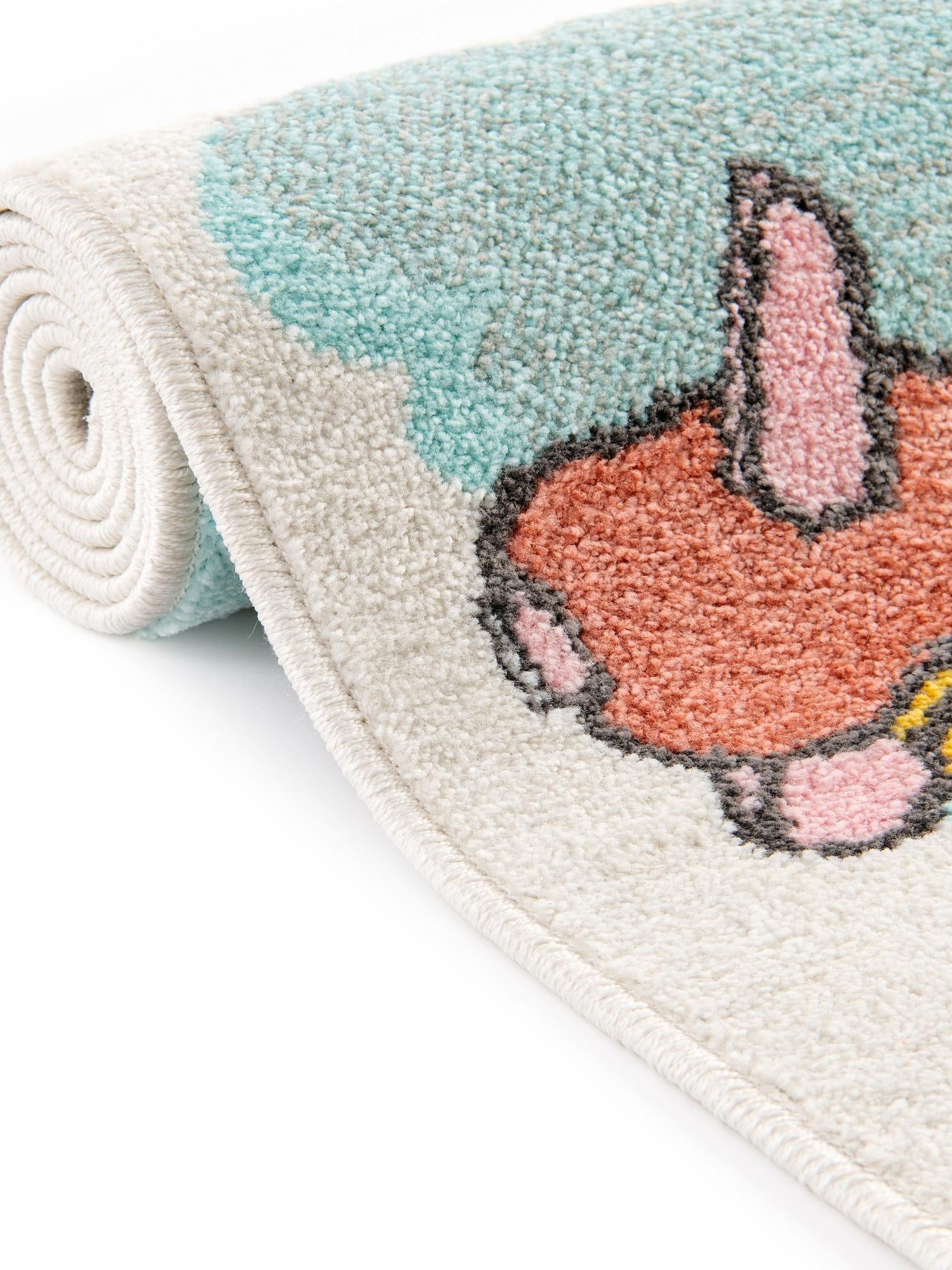 Multicolor 5' 3 x 8' Whimsy Kids Rectangle Area Rug for Baby Nursery, Toddler Playroom, Bedrooms