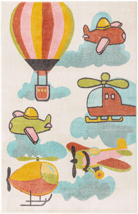 Multicolor 5' 3 x 8' Whimsy Kids Rectangle Rug