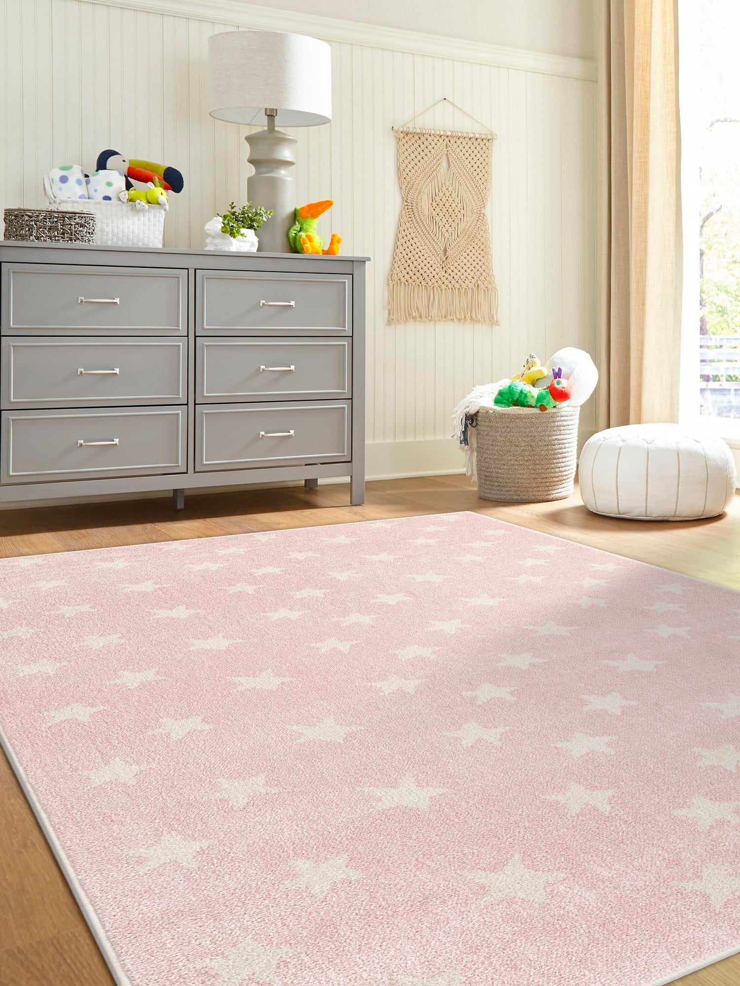Pink 2' 2 x 2' 11 Whimsy Kids Rectangle Area Rug for Baby Nursery, Toddler Playroom, Bedrooms