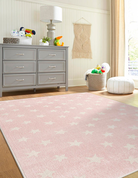Pink 5' 3 x 8' Whimsy Kids Rectangle Area Rug for Baby Nursery, Toddler Playroom,  Bedrooms Playful Fun Design Easy Clean Carpet for Sale at Rug Engine
