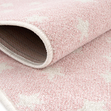 Pink 3' 11 x 5' 11 Whimsy Kids Rectangle Area Rug for Baby Nursery, Toddler Playroom, Bedrooms