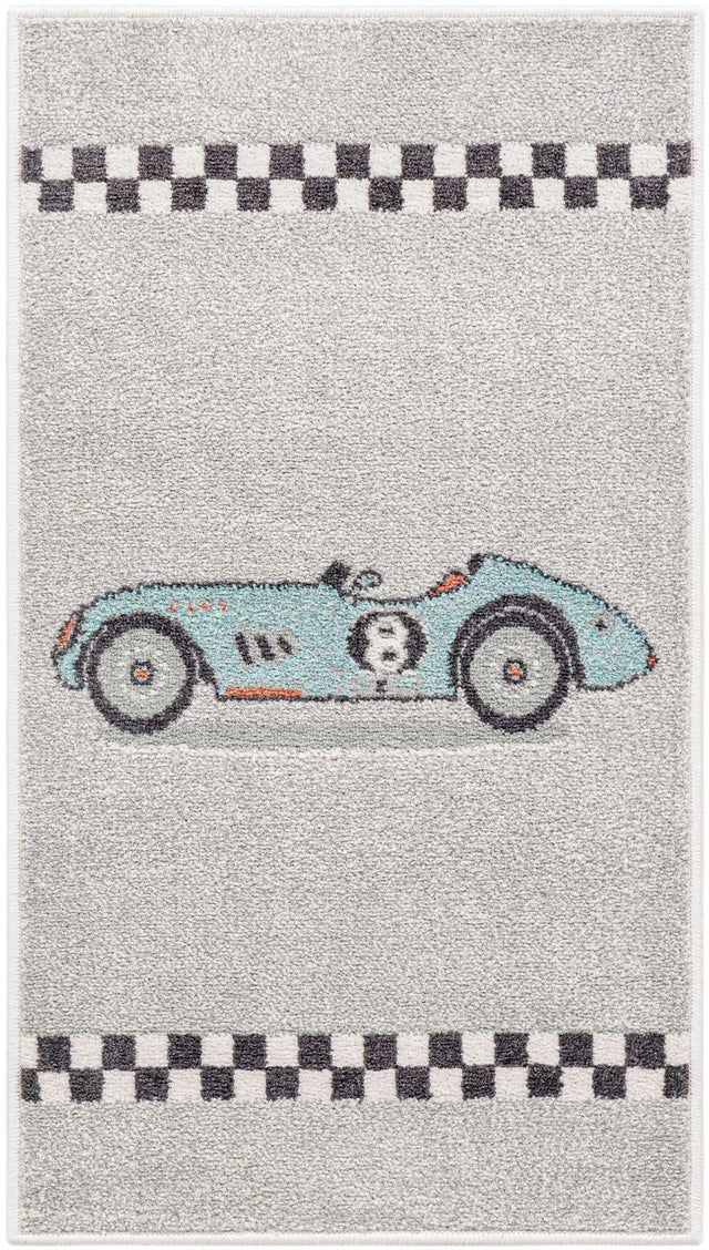 Gray 2' 2 x 4' Whimsy Kids Runner Rug