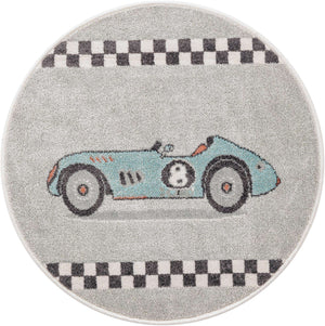 Gray 3' 3 x 3' 3 Whimsy Kids Round Rug