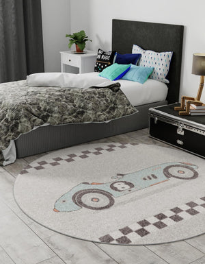 Gray 8' x 8' Whimsy Kids Round Rug