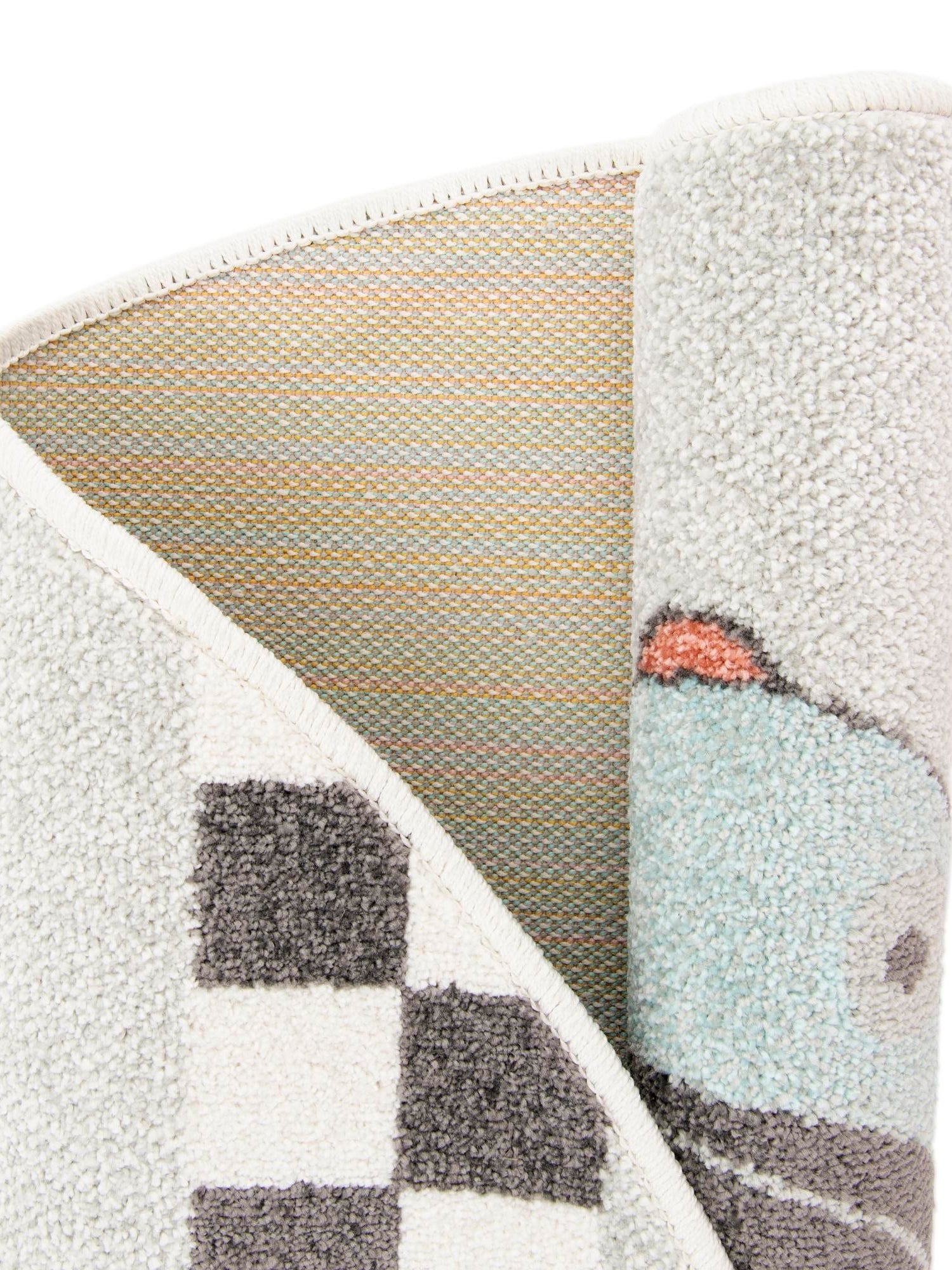 Gray 5' 3 x 5' 3 Whimsy Kids Round Area Rug for Baby Nursery, Toddler Playroom,  Bedrooms Playful Fun Design Easy Clean Carpet for Sale at Rug Engine