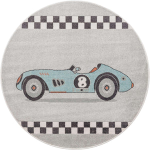 Gray 5' 3 x 5' 3 Whimsy Kids Round Rug