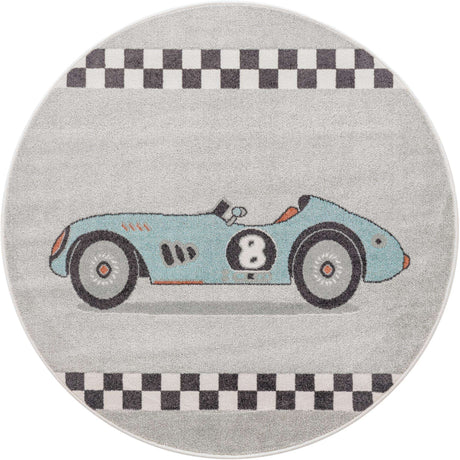 Gray 5' 3 x 5' 3 Whimsy Kids Round Rug
