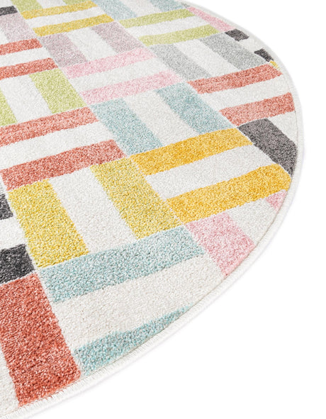 Multicolor 5' 3 x 5' 3 Whimsy Kids Round Area Rug for Baby Nursery, Toddler Playroom,  Bedrooms Playful Fun Design Easy Clean Carpet for Sale at Rug Engine