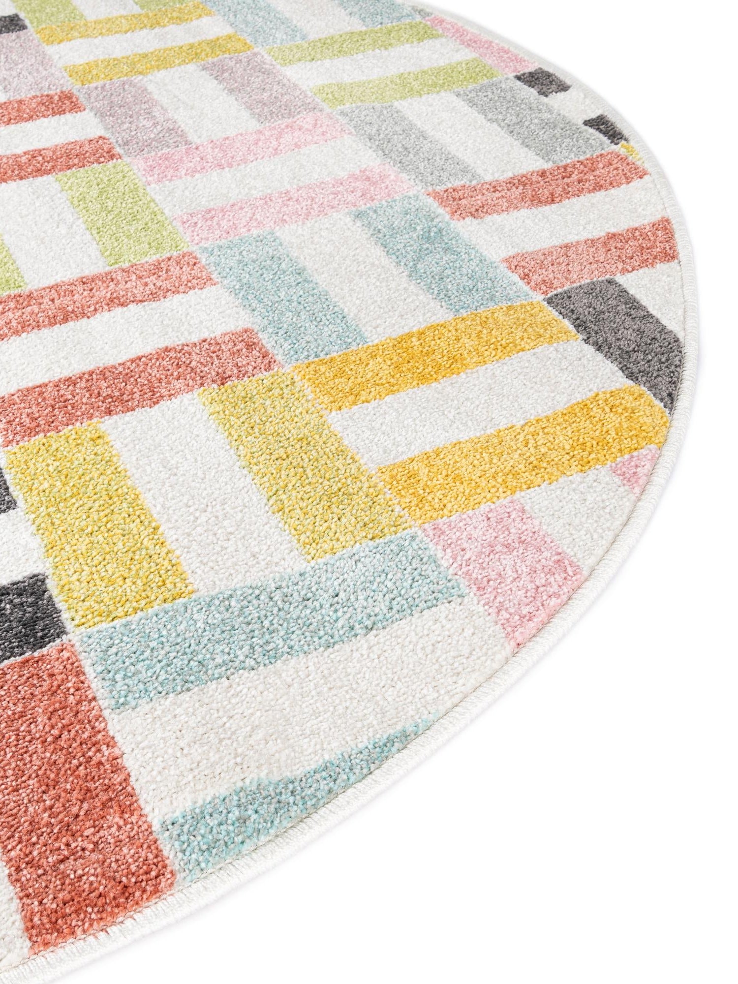 Multicolor 7' 10 x 7' 10 Whimsy Kids Round Area Rug for Baby Nursery, Toddler Playroom,  Bedrooms Playful Fun Design Easy Clean Carpet for Sale at Rug Engine