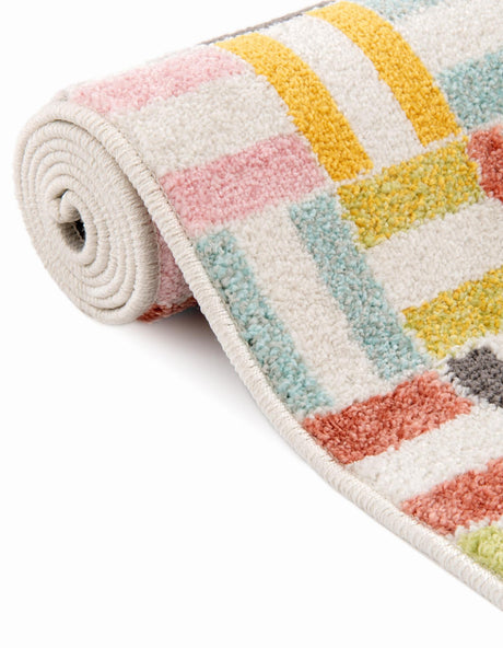 Multicolor 7' 10 x 7' 10 Whimsy Kids Round Area Rug for Baby Nursery, Toddler Playroom,  Bedrooms Playful Fun Design Easy Clean Carpet for Sale at Rug Engine