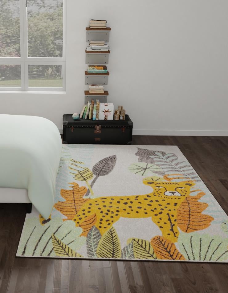 Gray 5' 3 x 8' Whimsy Kids Rectangle Area Rug for Baby Nursery, Toddler Playroom,  Bedrooms Playful Fun Design Easy Clean Carpet for Sale at Rug Engine