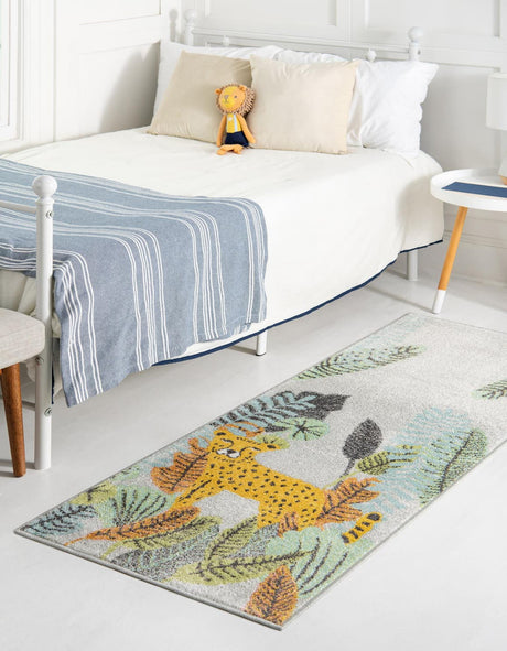 Gray 2' 2 x 6' Whimsy Kids Runner Rug