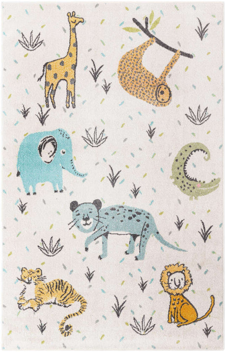 Ivory 5' 3 x 8' Whimsy Kids Rectangle Rug