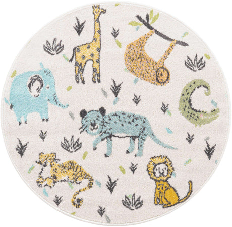 Ivory 3' 3 x 3' 3 Whimsy Kids Round Rug