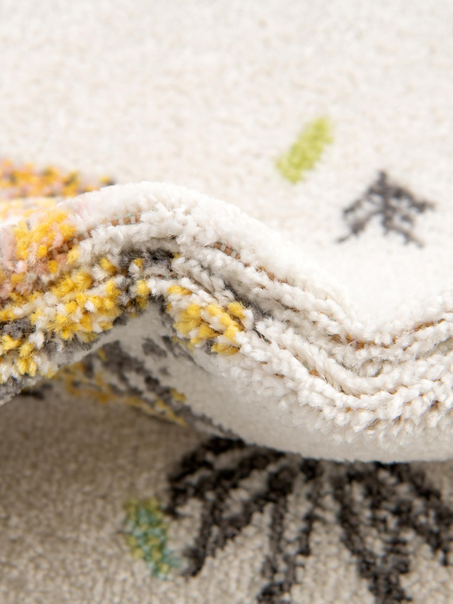 Ivory 3' 3 x 3' 3 Whimsy Kids Round Area Rug for Baby Nursery, Toddler Playroom, Bedrooms