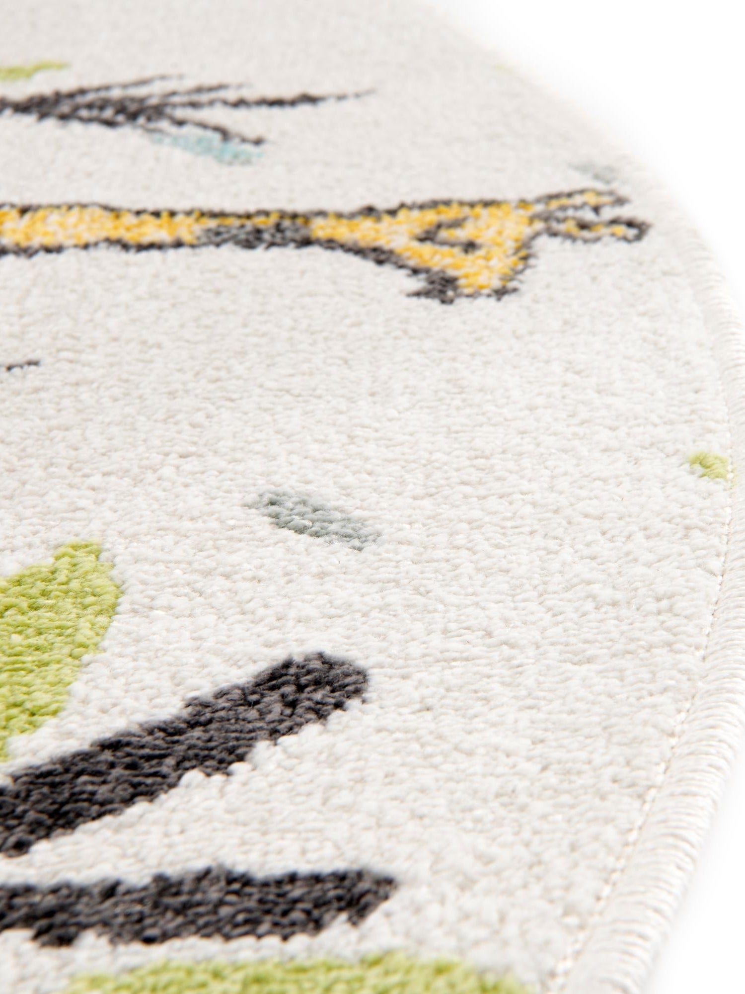 Ivory 3' 3 x 3' 3 Whimsy Kids Round Area Rug for Baby Nursery, Toddler Playroom, Bedrooms