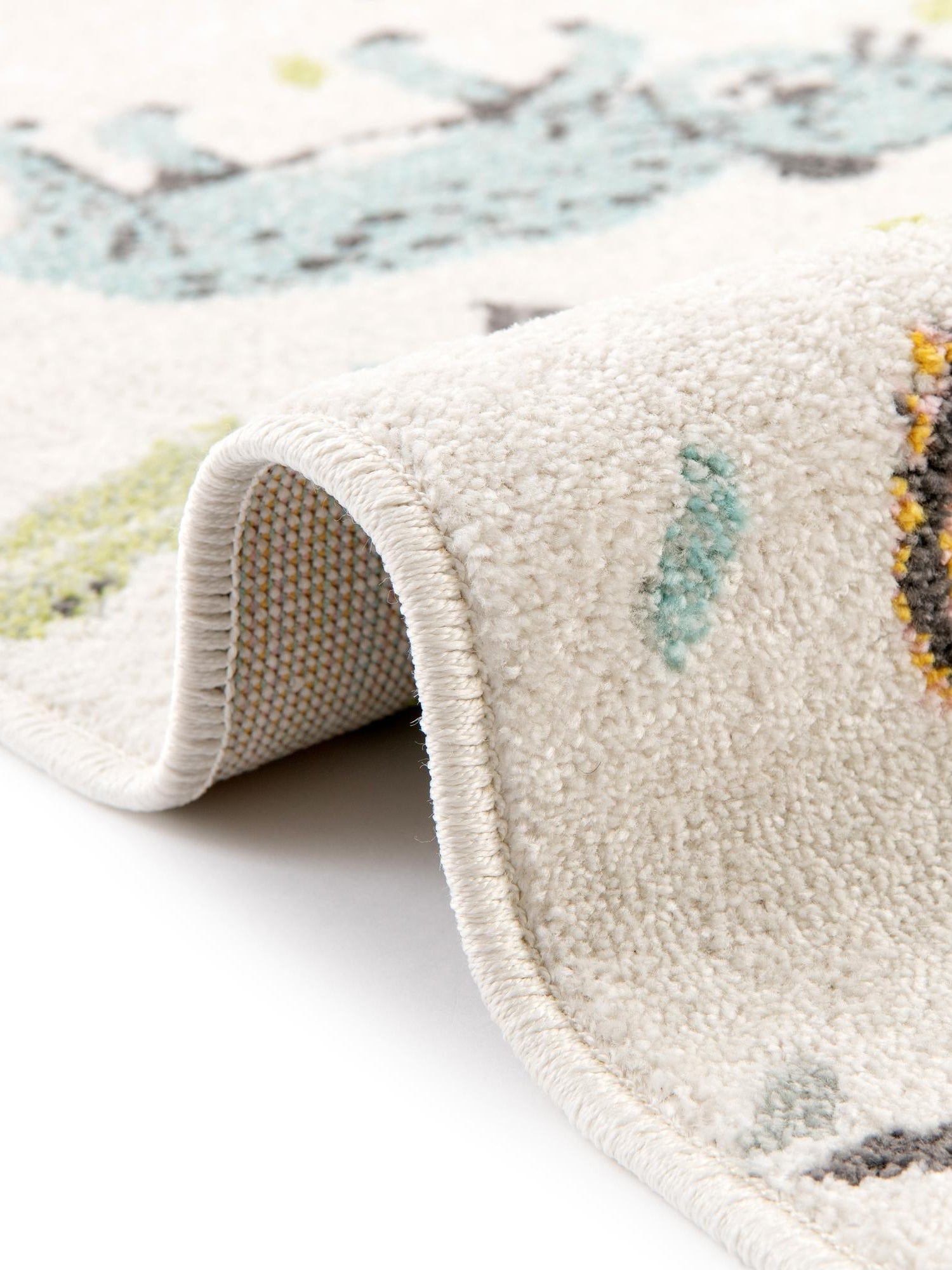 Ivory 3' 3 x 3' 3 Whimsy Kids Round Area Rug for Baby Nursery, Toddler Playroom, Bedrooms