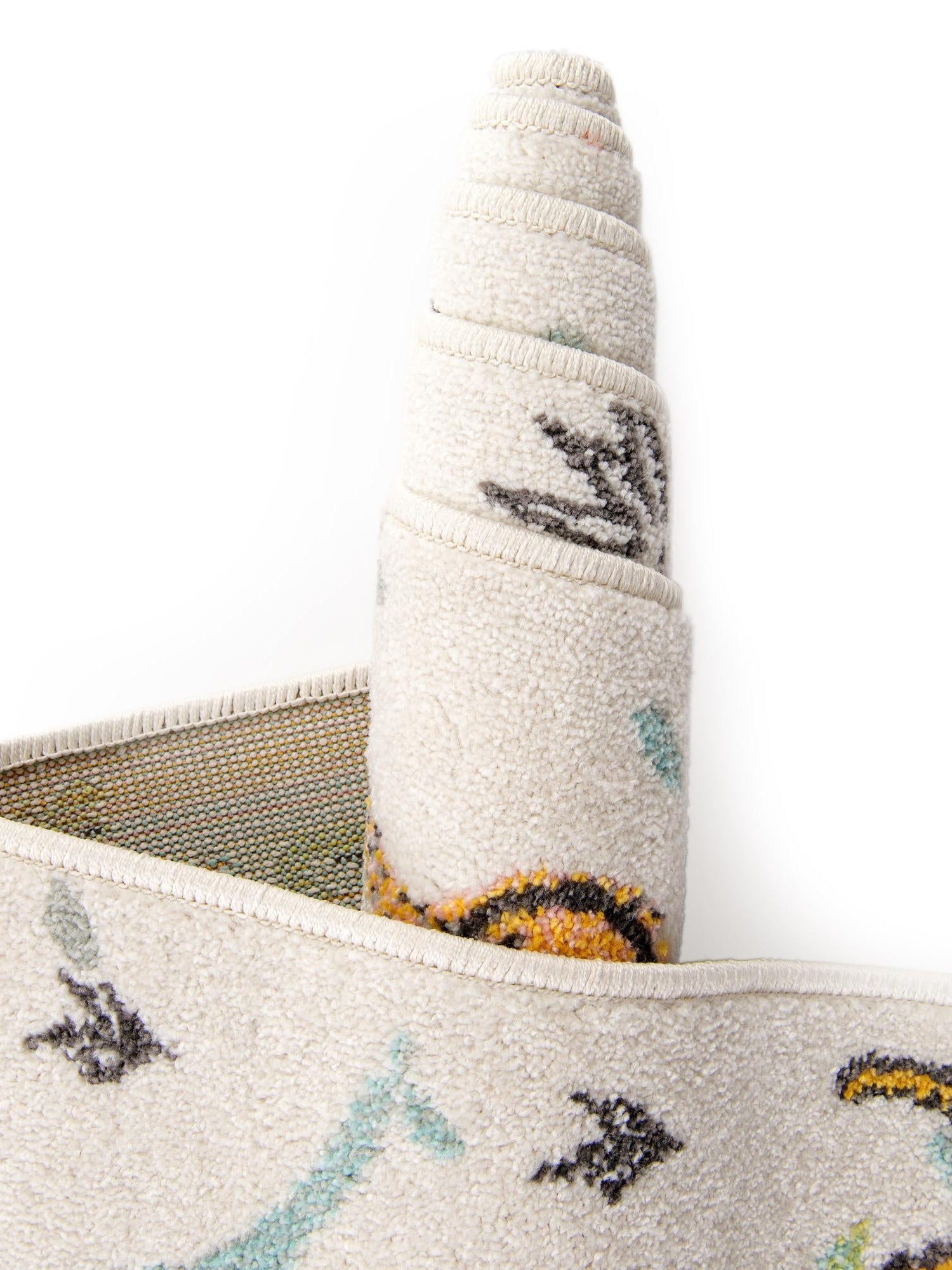 Ivory 3' 3 x 3' 3 Whimsy Kids Round Area Rug for Baby Nursery, Toddler Playroom, Bedrooms