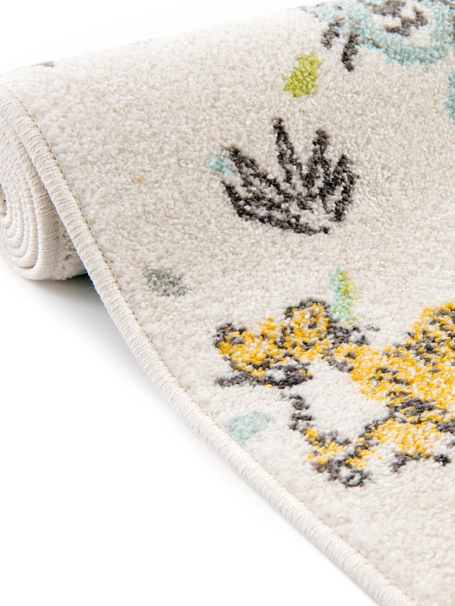 Ivory 3' 3 x 3' 3 Whimsy Kids Round Area Rug for Baby Nursery, Toddler Playroom, Bedrooms