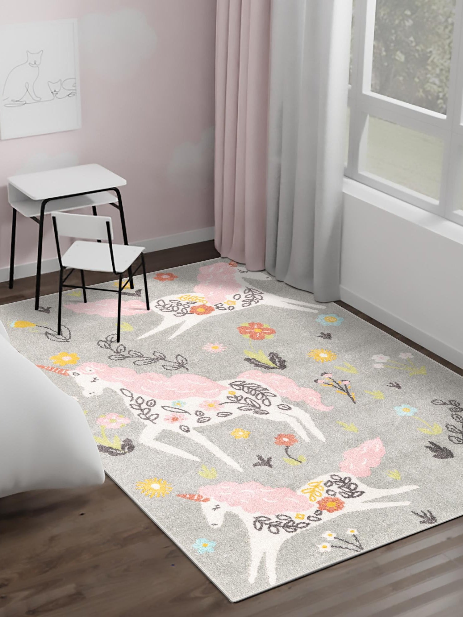 Gray 7' 10 x 10' Whimsy Kids Rectangle Area Rug for Baby Nursery, Toddler Playroom,  Bedrooms Playful Fun Design Easy Clean Carpet for Sale at Rug Engine