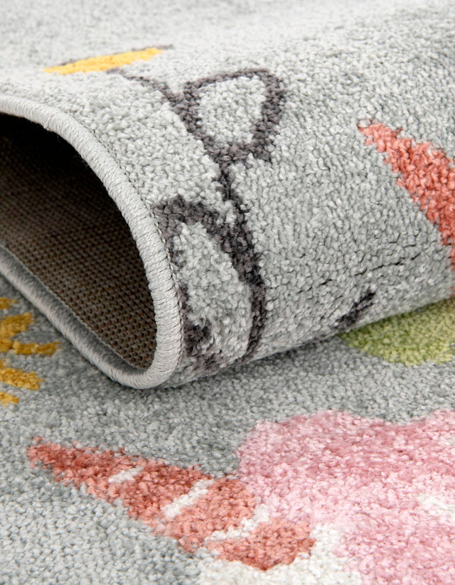 Gray 5' 3 x 8' Whimsy Kids Rectangle Rug