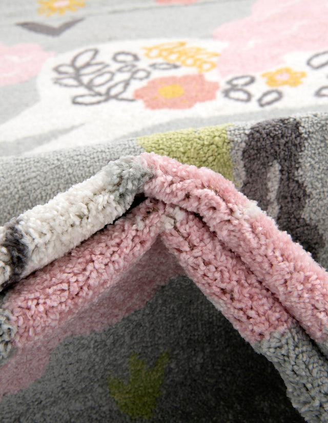 Gray 5' 3 x 8' Whimsy Kids Rectangle Rug
