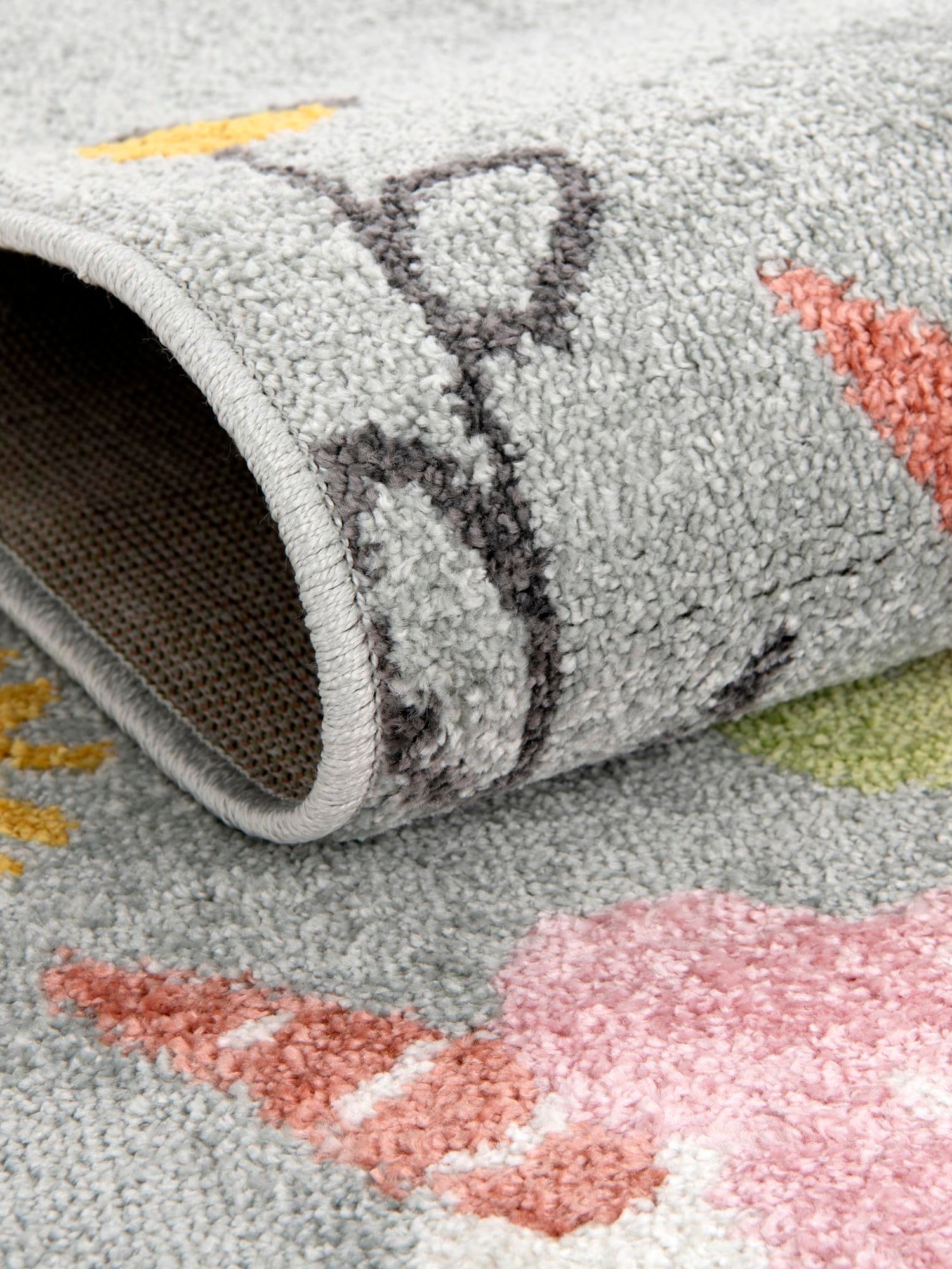 Gray 7' 10 x 7' 10 Whimsy Kids Round Area Rug for Baby Nursery, Toddler Playroom,  Bedrooms Playful Fun Design Easy Clean Carpet for Sale at Rug Engine