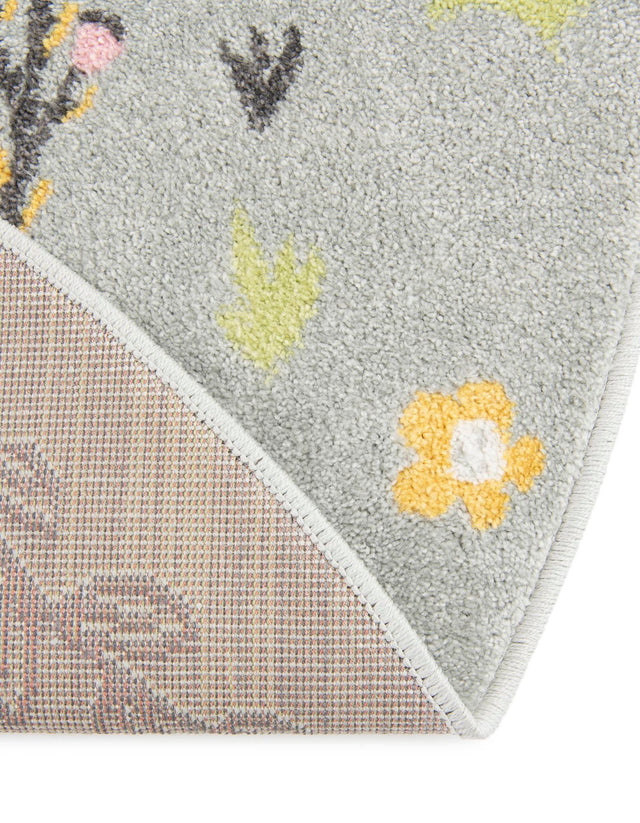 Gray 5' 3 x 5' 3 Whimsy Kids Round Rug