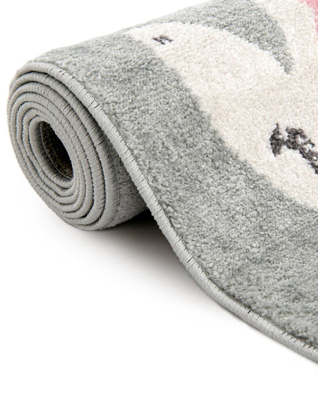 Gray 7' 10 x 7' 10 Whimsy Kids Round Area Rug for Baby Nursery, Toddler Playroom,  Bedrooms Playful Fun Design Easy Clean Carpet for Sale at Rug Engine