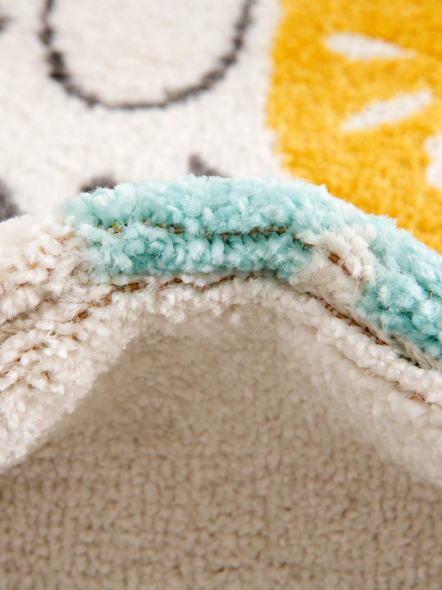 Ivory 5' 3 x 5' 3 Whimsy Kids Round Area Rug for Baby Nursery, Toddler Playroom, Bedrooms