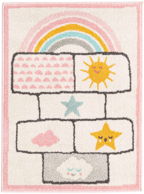 Ivory 2' 2 x 3' Whimsy Kids Rectangle Rug